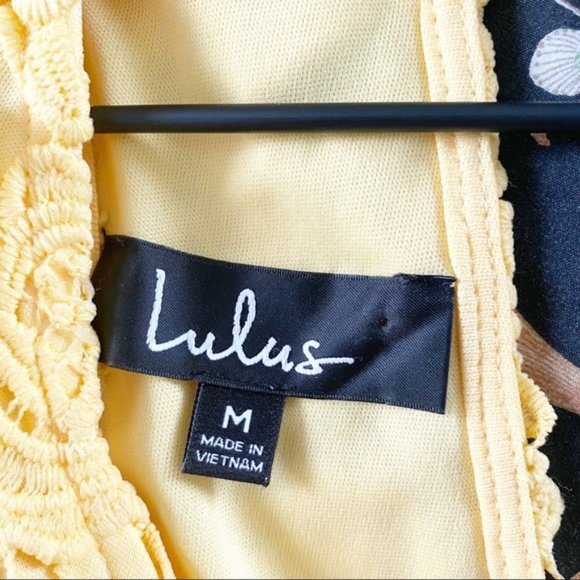 Lulu’s Love Poem Yellow Lace Embroidered Mini Dress Size Medium - Picture 7 of 8
